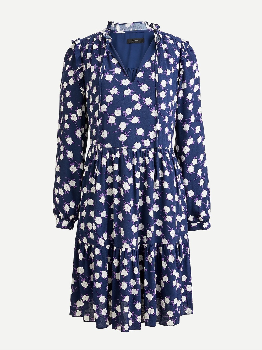 AG26 J. Crew Tie-neck tiered dress in scattered peony print